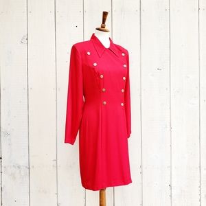 Vintage NWT 80s Hearts Red Coat Dress Size 9 10